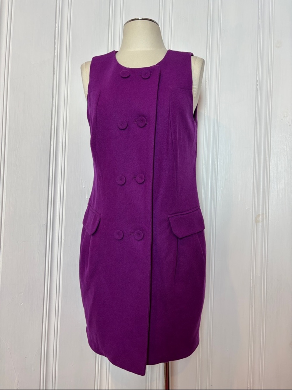 XXI Purple Wool Blend Double Breasted Sleeveless Dress Vest - Size L
